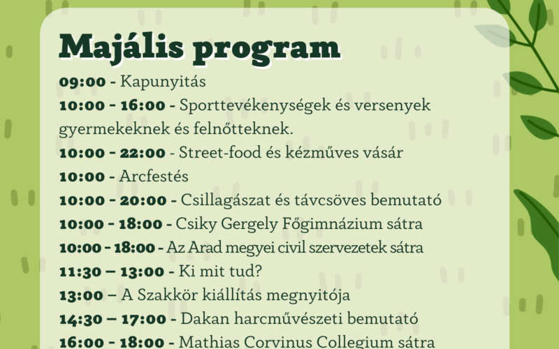 Az Aradi Magyar Majális programja