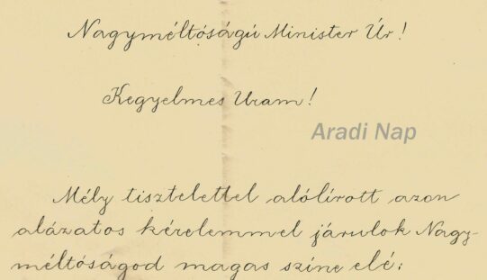 Az Aradi Királyi Főgimnázium egykori diákjának levele 1914-ből