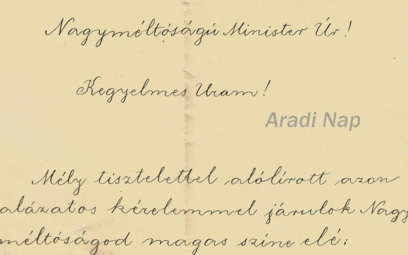 Az Aradi Királyi Főgimnázium egykori diákjának levele 1914-ből